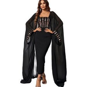New Giffniseti Cloak Party Dress‎ Size Medium Witchy Whimsigoth Fairy Sequins M